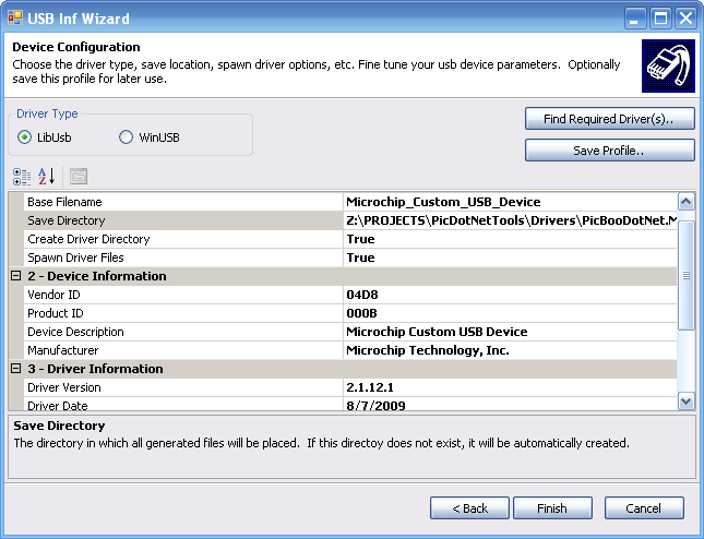 LibUsbDotNet Inf Wizard:Device Configuration